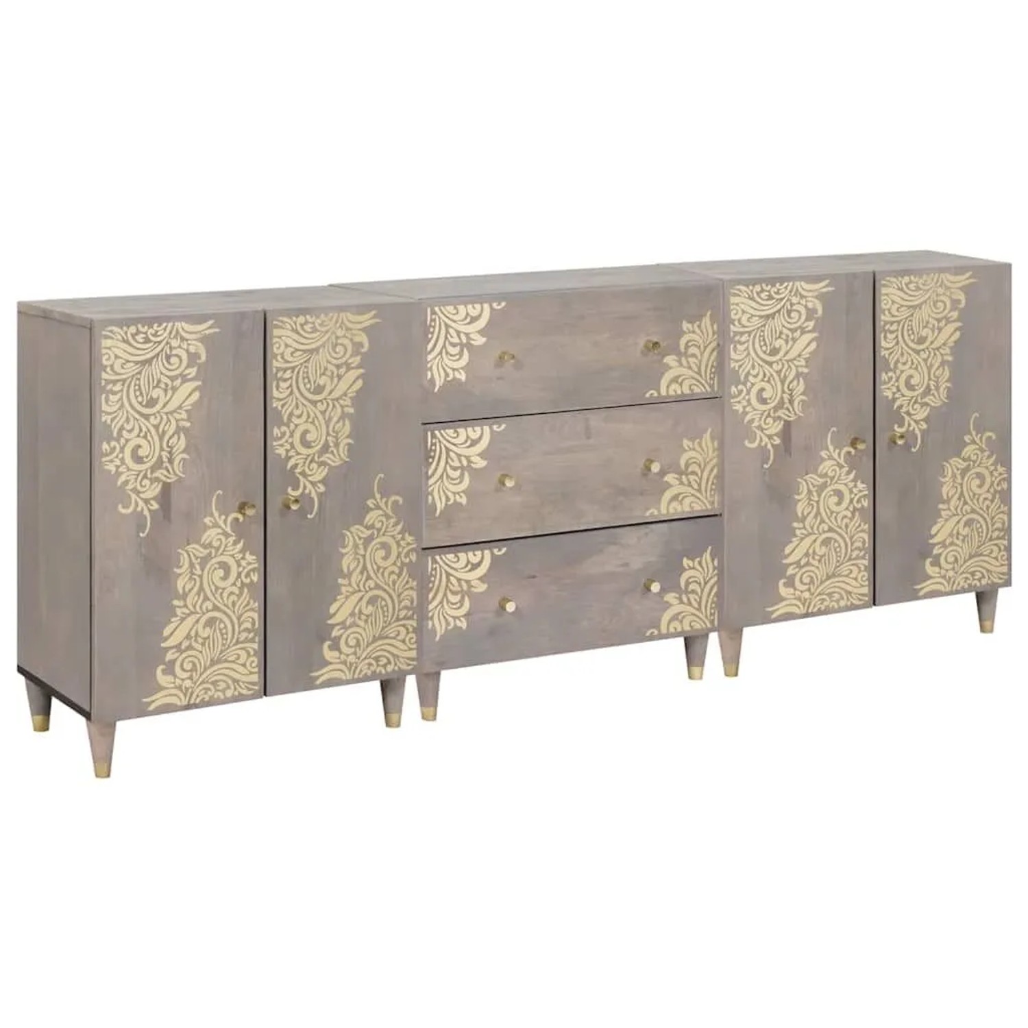 vidaXL Badezimmerschrank-Set 3 Stk Grau und Gold 180 x 33 x 75 cm 3310152 günstig online kaufen
