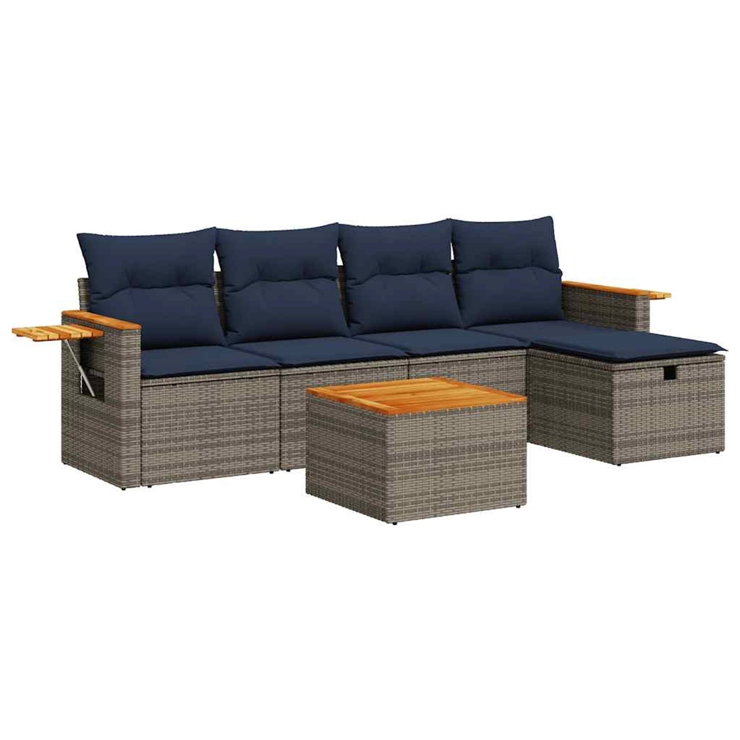 vidaXL 6-Tlg Garten-Sofagarnitur mit Kissen Grau Poly Rattan 3325967 günstig online kaufen
