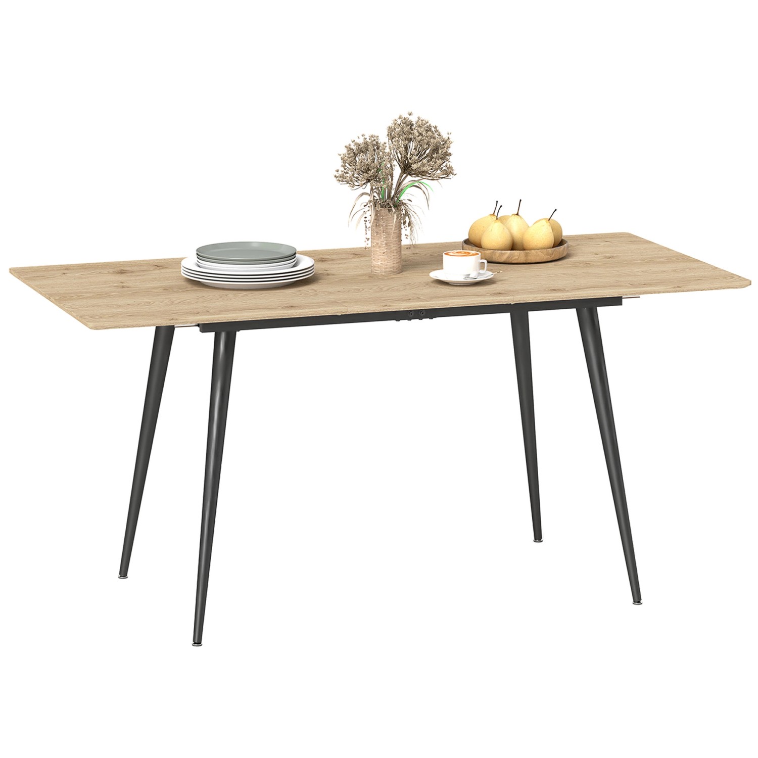 HOMCOM Esstisch für 6-8 Personen MDF Stahl Naturholz 160L x 75B x 77H cm günstig online kaufen