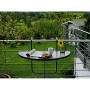 Halbrunder, anthrazitfarbener Balkon-Hängetisch, 100x50 cm, abgeklappt. Ideal für kleine Balkone.