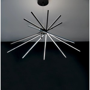 Moderne, 8-flammige LED-Pendelleuchte Shanghai von Luce Design, schwarz, Ø 113 cm.