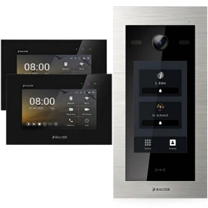 Balter EVO HD Touch Video Türsprechanlage Touchscreen RFID Zweifamilienhaus 2x 7 Zoll Monitor Silber Schwarz