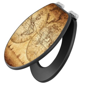 Banjado WC-Sitz Anthrazit mit Weltmeere Motiv, Absenkautomatik, MDF Toilettendeckel