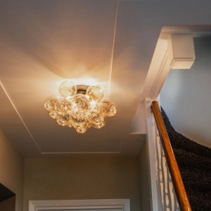 QAZQA Design Deckenleuchte Schwarz mit Braunglas 4 Lampen Uvas