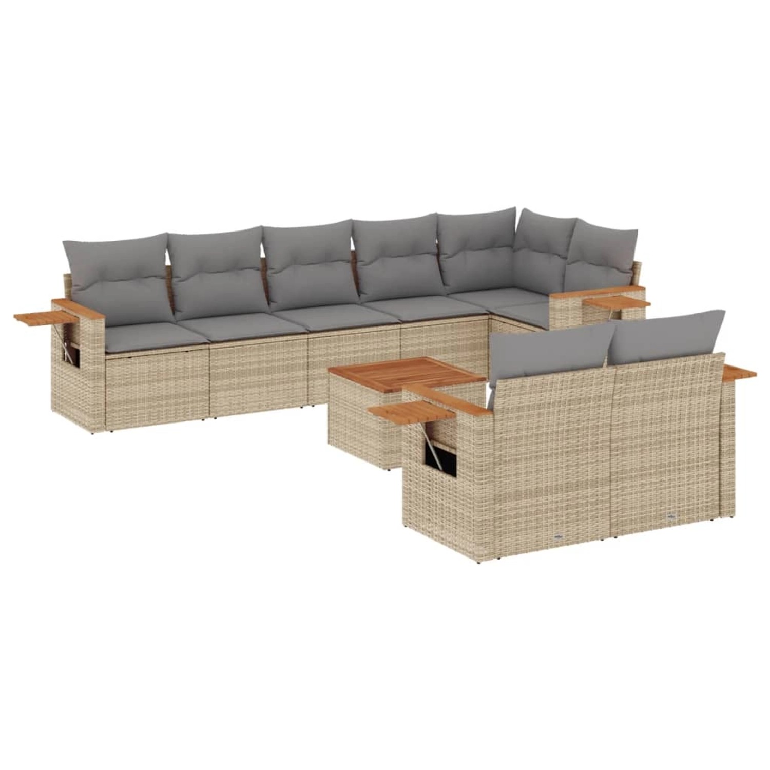 vidaXL 9-Tlg Garten-Sofagarnitur mit Kissen Beige Poly Rattan 3226997 günstig online kaufen