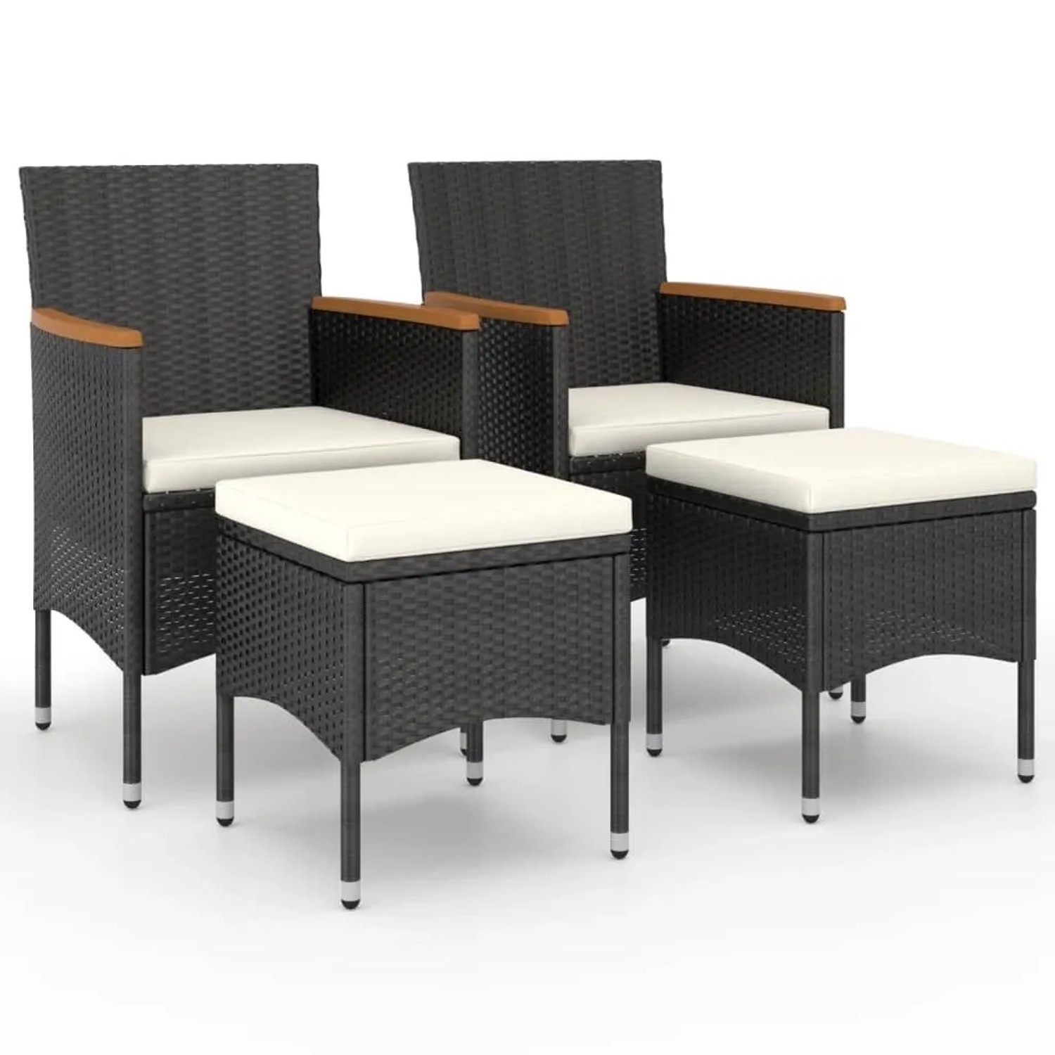 Furnicato Gartenstuhl Set 4 Teilig Schwarz & Cremeweiß 53 X 58 X 84 Cm