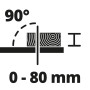 Symbol für 90°-Schnitt und Schnitthöhe 0-80 mm der Einhell Tischkreissäge TC-TS 2225 U.
