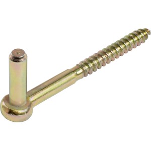 Gelb verzinkter Einschraubkloben, 110 mm lang, mit 10 mm Dolle für Ladenbänder.
