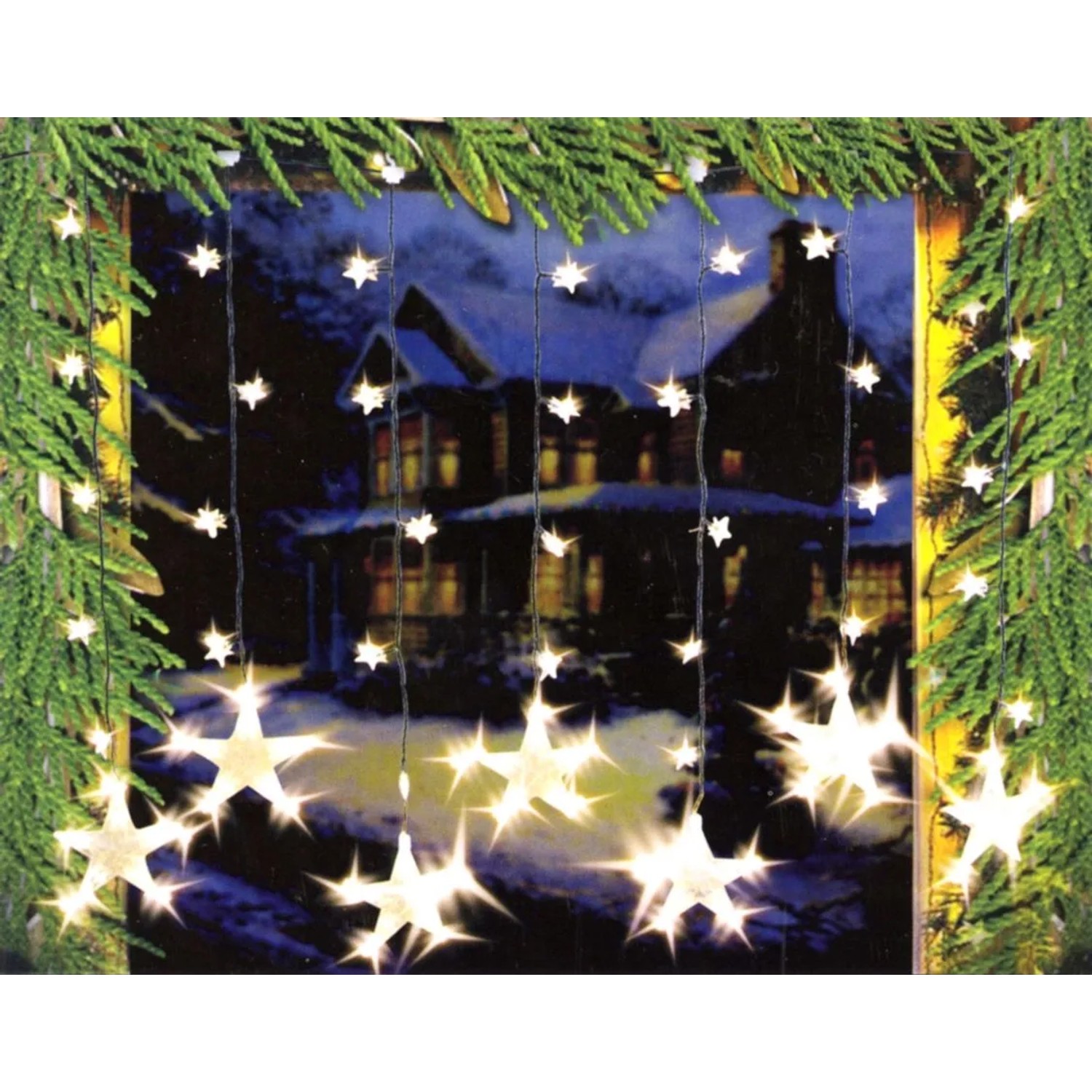MCW LED Lichtervorhang Sterne Deko 7 Große 32 Kleine Sterne