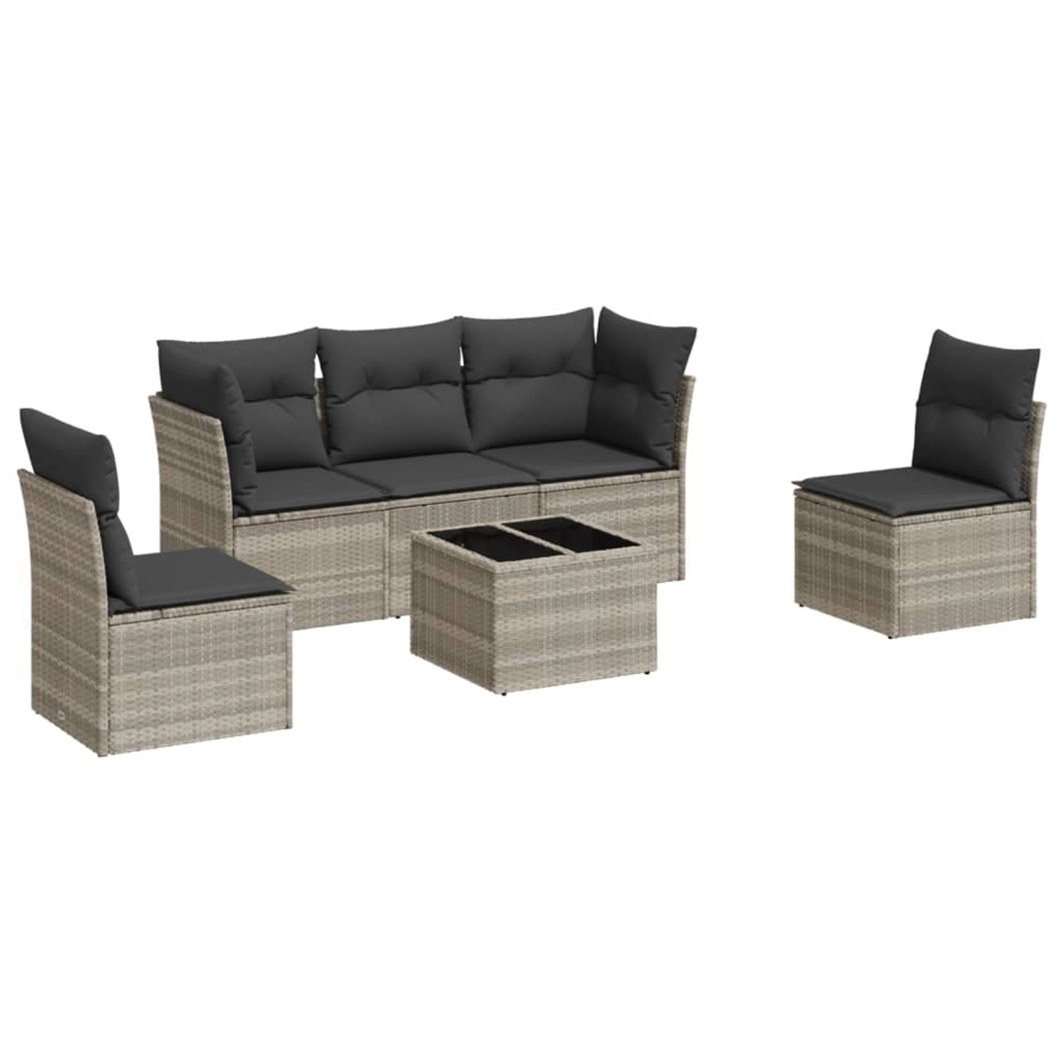 vidaXL 6-Tlg Garten-Sofagarnitur mit Kissen Hellgrau Poly Rattan 3217362 günstig online kaufen
