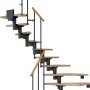 Dolle Mittelholmtreppe Cork, Eiche/Anthrazit, 1/2 gewendelt, mit Geländer. Innentreppe für variable Geschosshöhe.