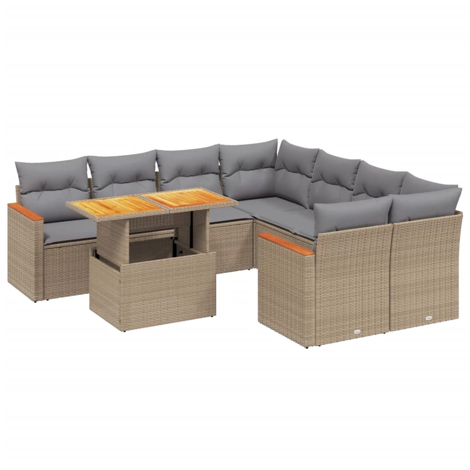 vidaXL 9-tlg Garten-Sofagarnitur mit Kissen Beige Poly Rattan Modell 293 günstig online kaufen