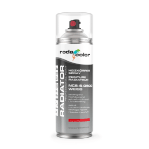 RodaColor Heizkörperspray, 400ml, NCS S 0500 Weiss, für Heizkörperlackierung.