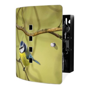 Banjado Design Schlüsselkasten Aus Edelstahl Für 10 Schlüssel 24x21,5x7cm Mit Magnetverschluss Motiv Blaumeise Im Baum