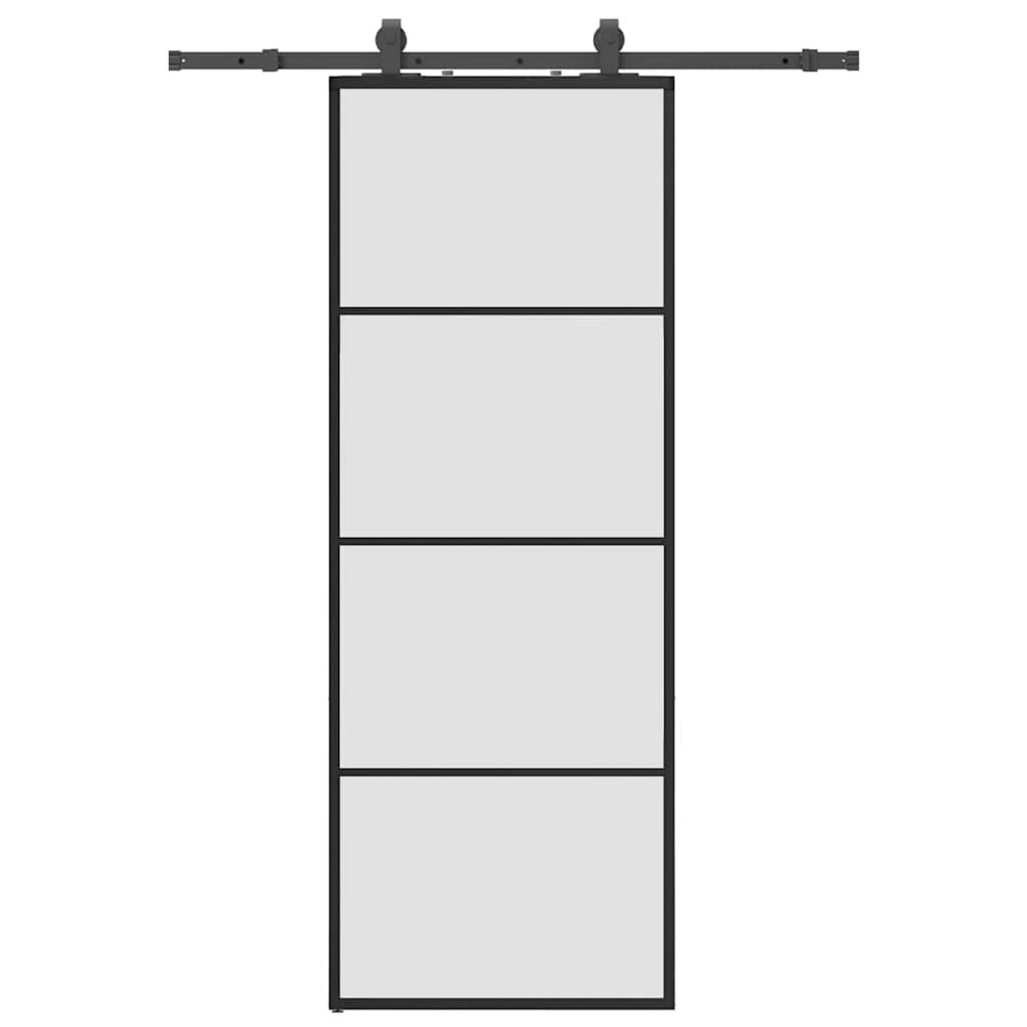 vidaXL Schiebetür mit Beschlag Schwarz 76x205 cm ESG-Glas 3375907 günstig online kaufen
