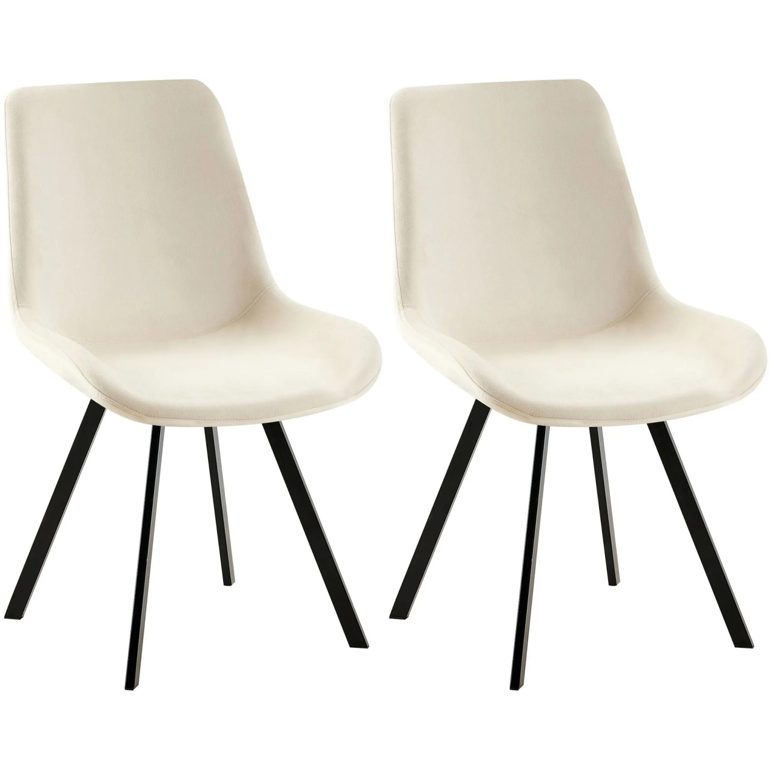 DELUKE 2er Set Esszimmerstuhl LOVER Samt Creme 53x59x89cm Essstühle Esszimmerstühle Küchenstühle Wohnzimmerstühle