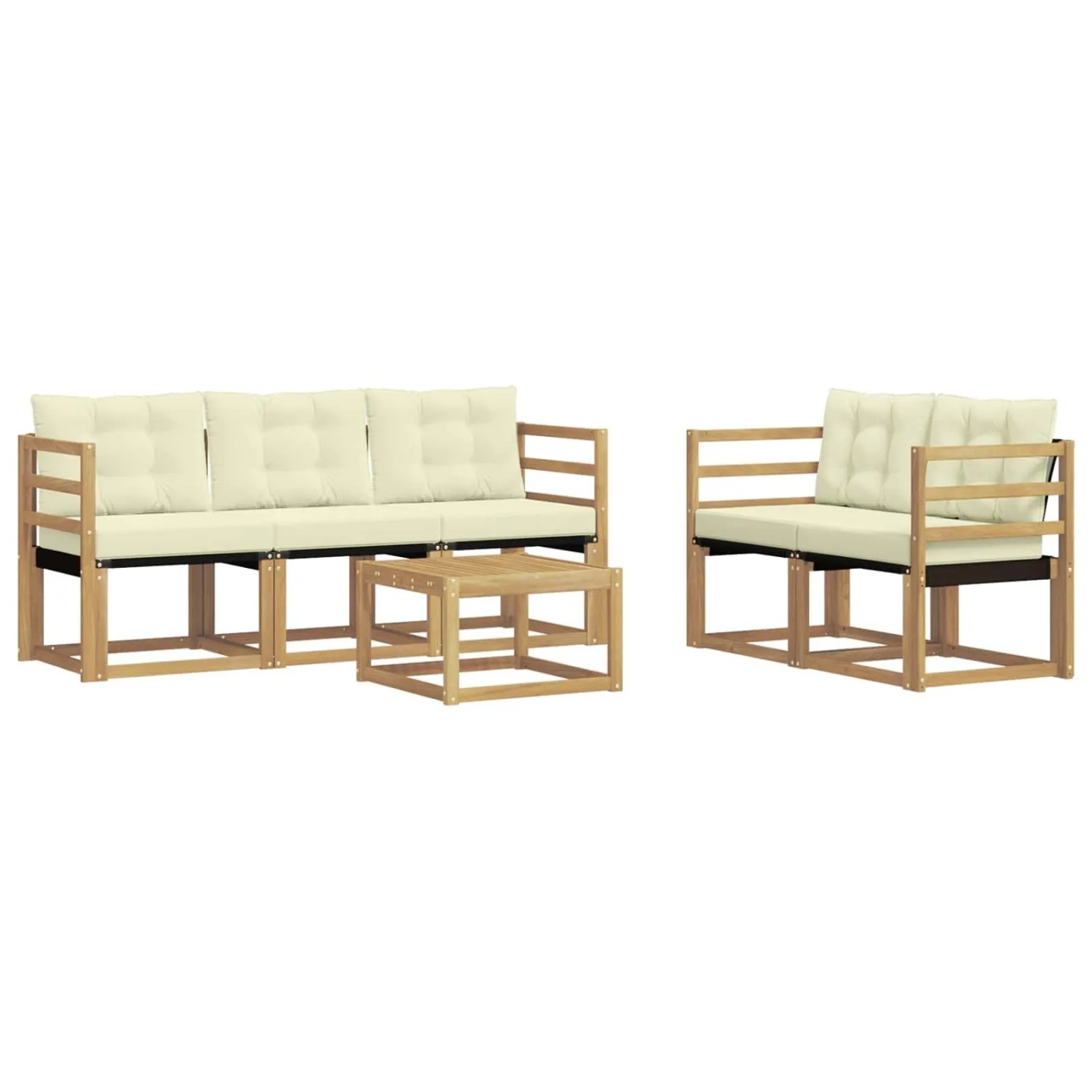 vidaXL Outdoor-Sofagarnitur mit Kissen 6-Tlg Weiß und Creme 3389200