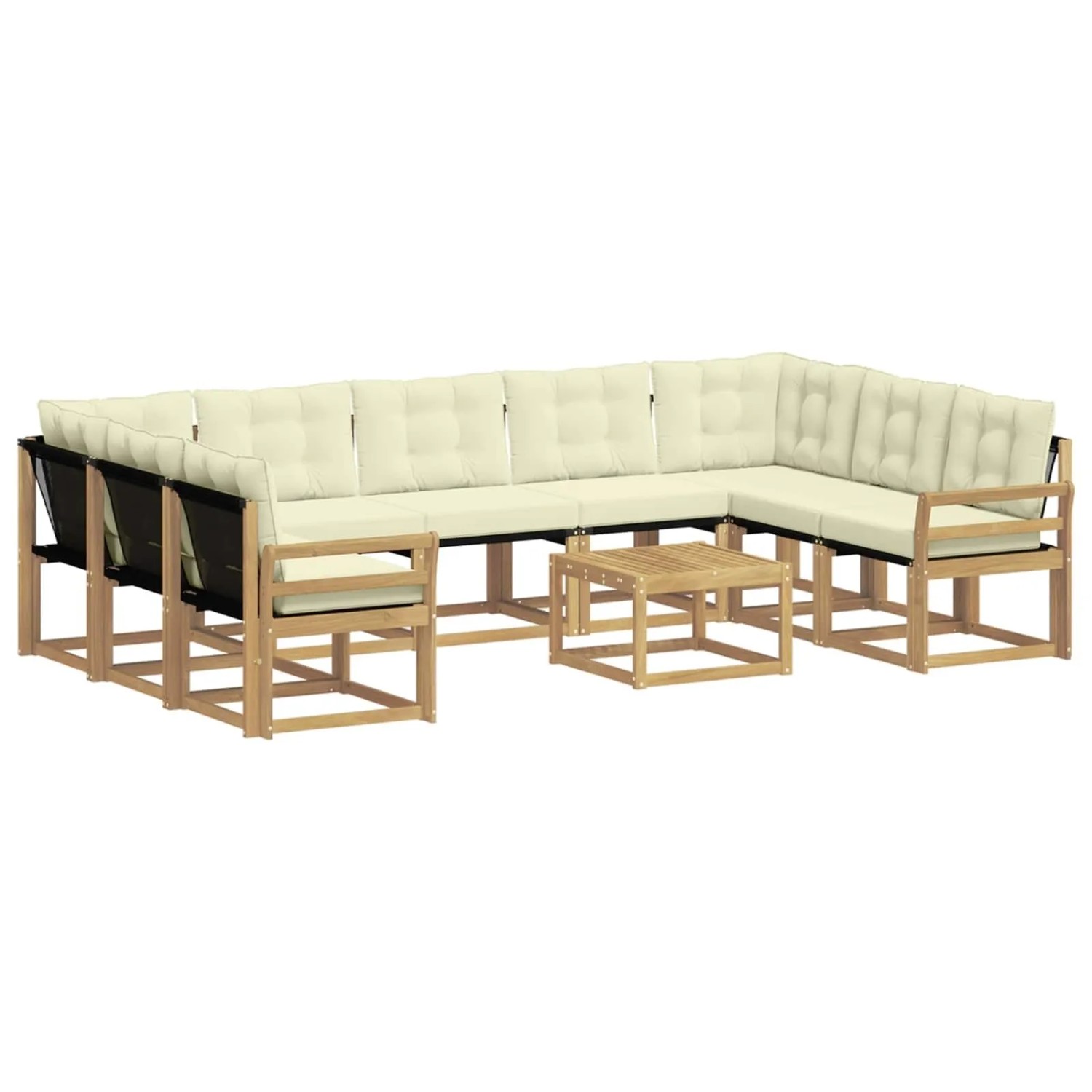 vidaXL Outdoor-Sofagarnitur mit Kissen 10 Stk Weiß und Creme 3389884