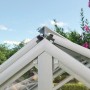 Detailaufnahme des Vitavia Frühbeet Gamma ESG Alu mit Aluminiumprofilen und Sicherheitsglas.