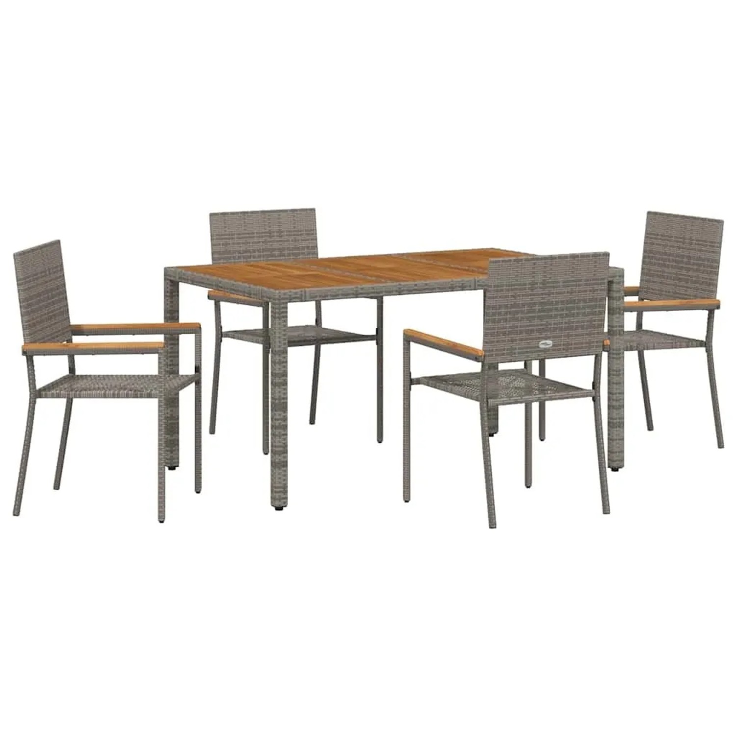 vidaXL Garten Essgruppe 5-Tlg Grau Poly-Rattan 3365407