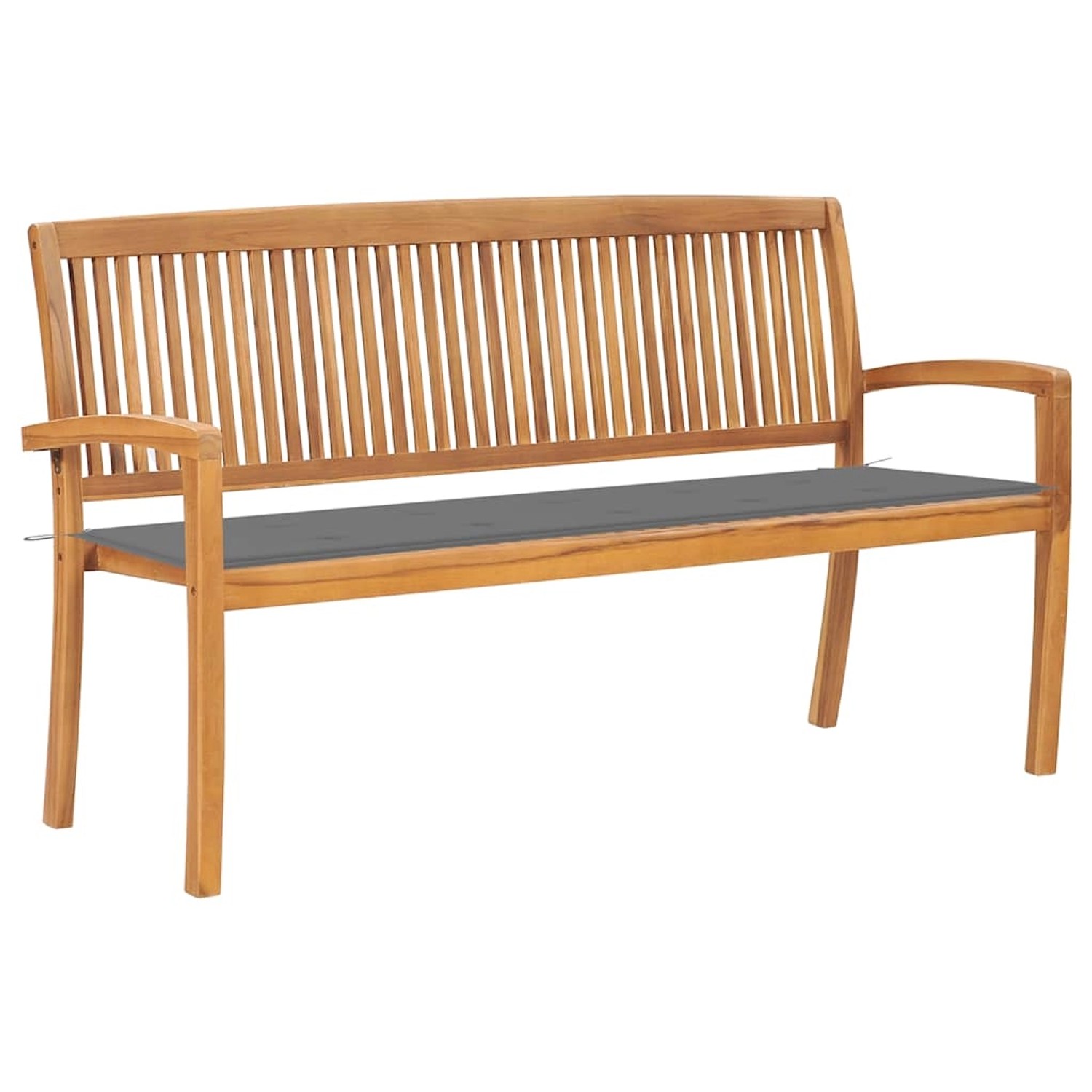 vidaXL Stapelbare Gartenbank mit Auflage 159 cm Massivholz Teak 3063307