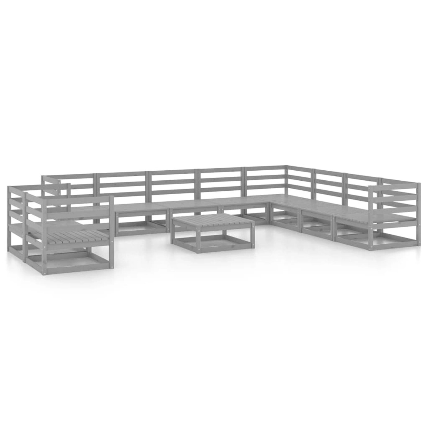 vidaXL 11-tlg Garten-Lounge-Set Grau Kiefer Massivholz Modell 6 günstig online kaufen