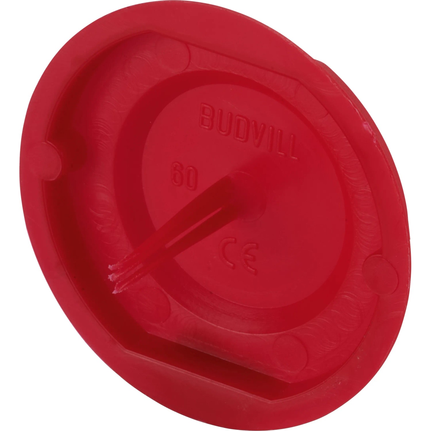 Roter Signaldeckel Ø 60 mm für Schalterdosen, zum Schutz und Wiederfinden nach dem Verputzen.