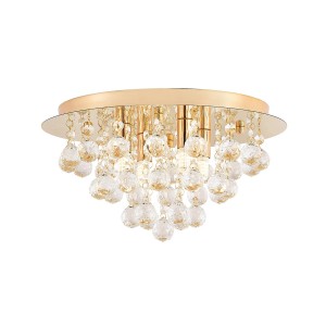 Lindby Deckenlampe Gillion 9626871 Design Modern in Gold Messing aus Kristall 4-flammig G9 Wohnzimmerleuchte