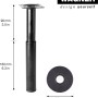 Wagner Teleskopfuß, justierbar, schwarz, Ø 30 mm, Länge 160-250 mm. Möbelbein aus Stahl, höhenverstellbar.