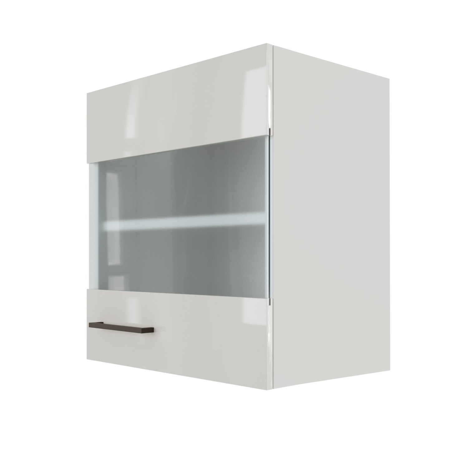 Flex-Well Exclusiv Oberschrank Lund 50 cmx55 cm-Lichtgrau glänzend-Milchglas