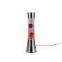 Rote Reality LED Lavaleuchte Etna, Design-Tischlampe mit warmweißem Licht und silberfarbenem Fuß.