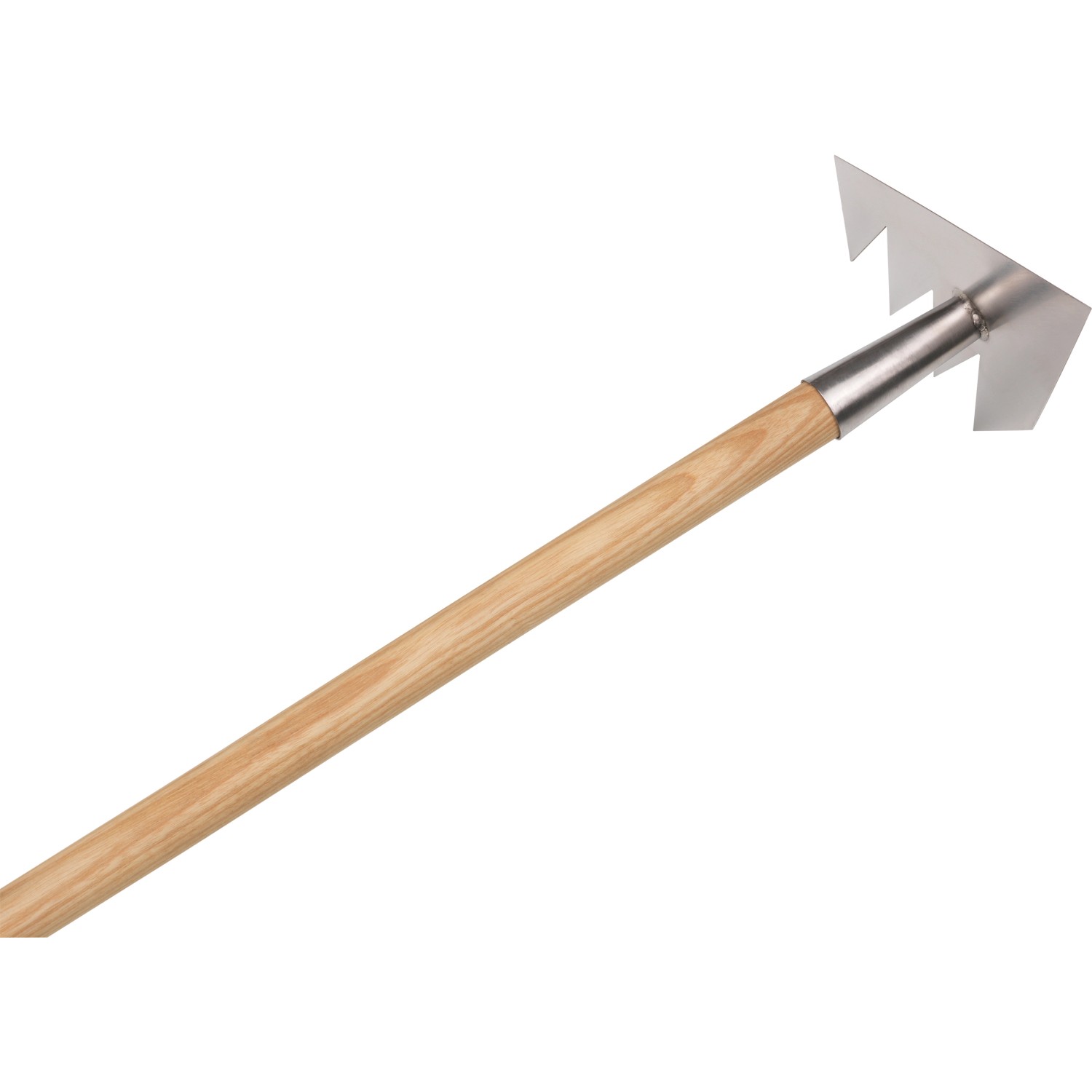 Ruwi Multi-Harke 8in1 aus Edelstahl mit Holzstiel für die Bodenbearbeitung.