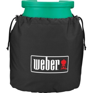 Weber Gasflaschenschutzhülle klein, schwarze Abdeckung mit Weber Logo für 5 kg Gasflaschen.