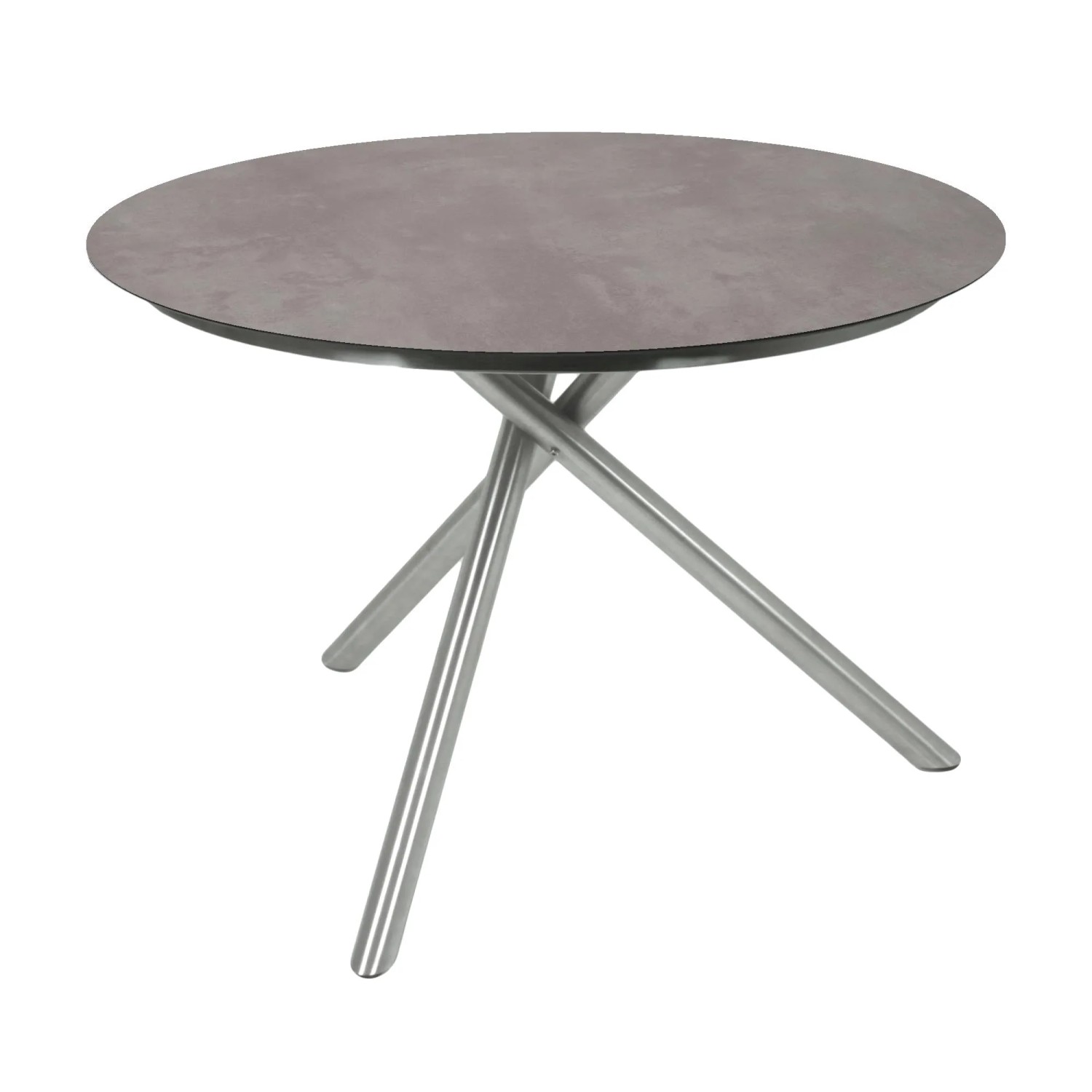 DELUKE Gartentisch HUGO Rund Edelstahl-Edelstahl Grau 110x110x75cm Terrassentisch Wetterfest Outdoor Tisch