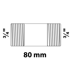 Kirchhoff Rohrdoppelnippel, 3/4 Zoll, 80 mm, verzinkt, für Temperguss-Fittings.
