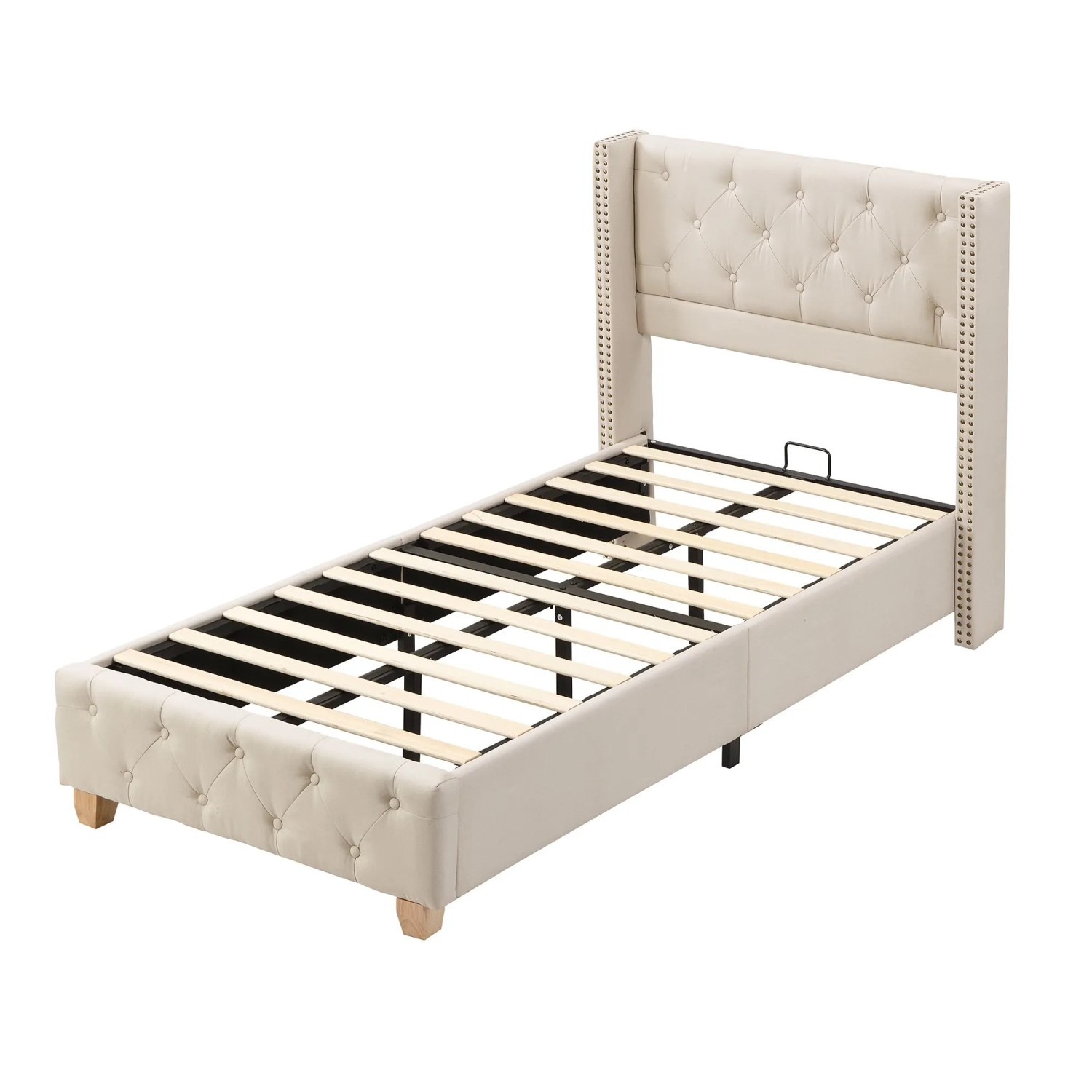 okwish Polsterbett 90×200 Einzelbett Knopfpolsterung ohne Matratze