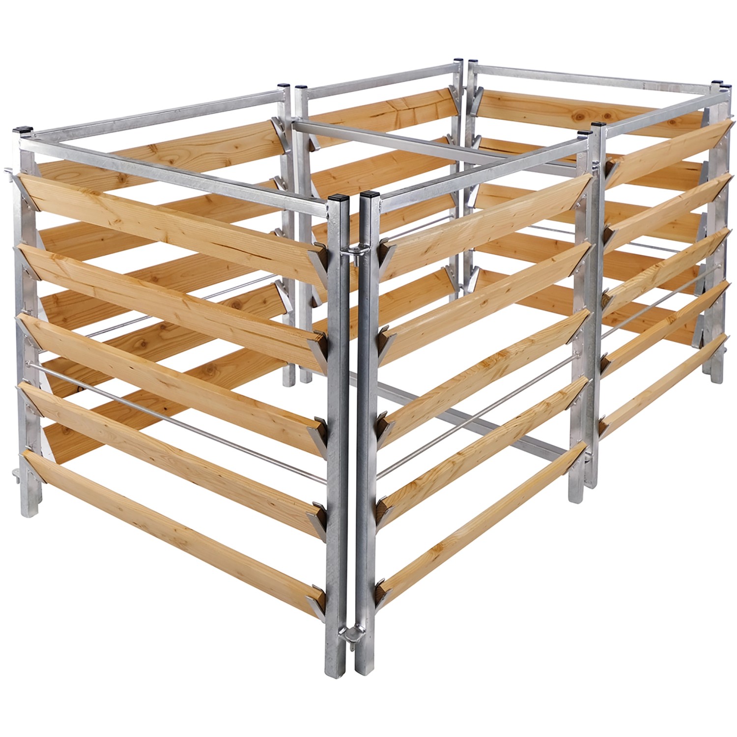 Bellissa Erweiterungsset für Komposter aus Holz und Metall, bestehend aus Lärchenholz-Dielen und Metallrahmen.