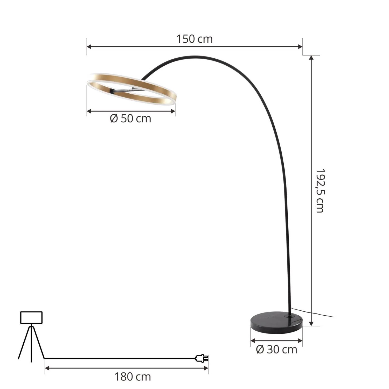 Lucande LED Stehlampe Bogenleuchte Yekta 10010706 Dimmbar Design Modern in Schwarz aus Metall 1-flammig Wohnzimmerleuchte_4