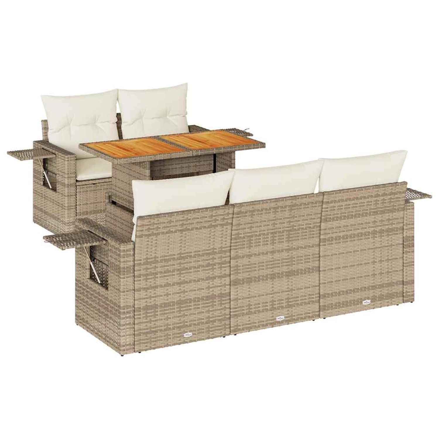vidaXL 6-Tlg Garten-Sofagarnitur mit Kissen Beige Poly Rattan 3327103 günstig online kaufen