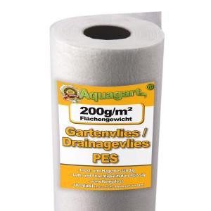 Rolle Aquagart Geotextilvlies 200g/m², Gartenvlies, Unkrautvlies, Drainagevlies, 1,9m breit.