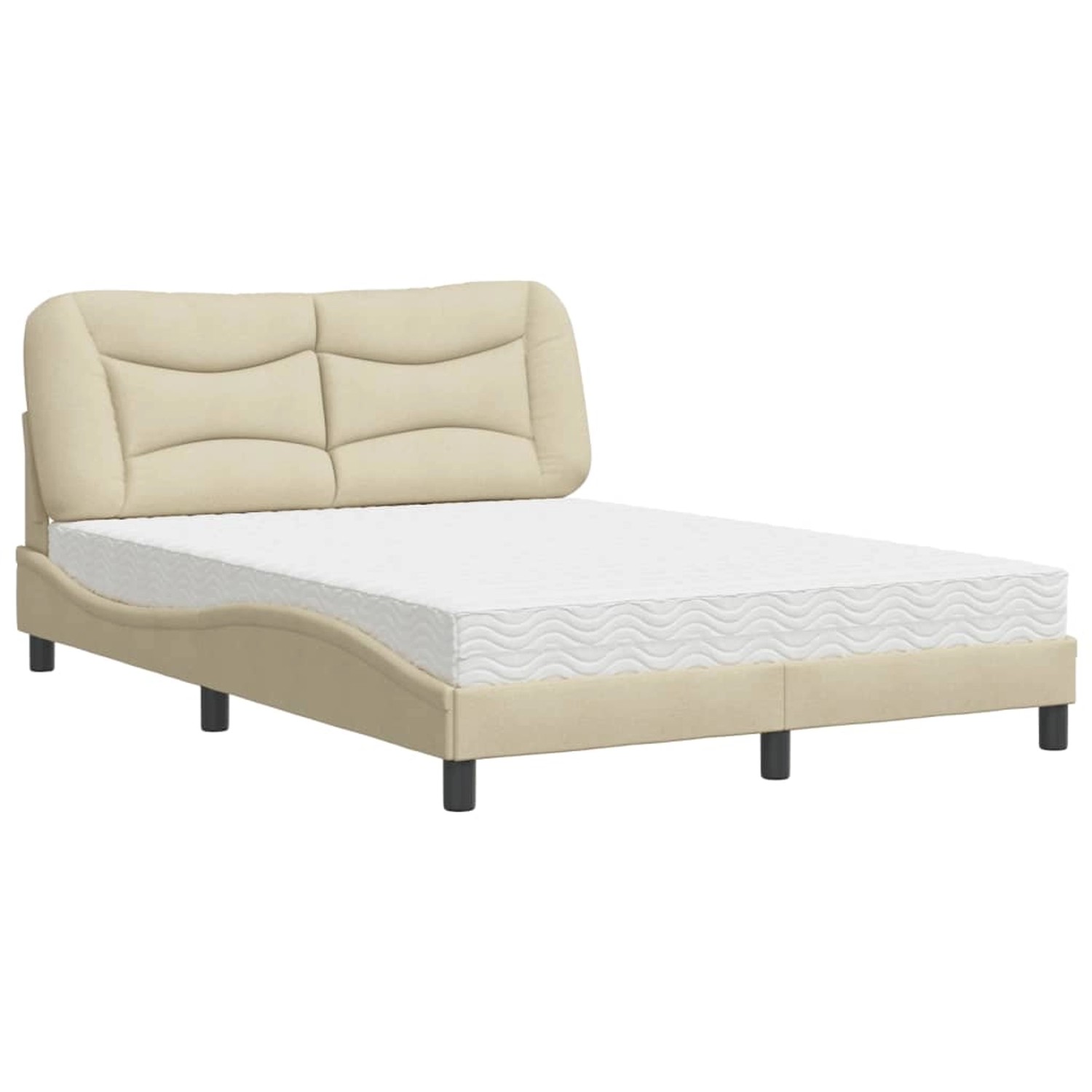 vidaXL Bett mit Matratze Creme 140x200 cm Stoff Modell 12008836
