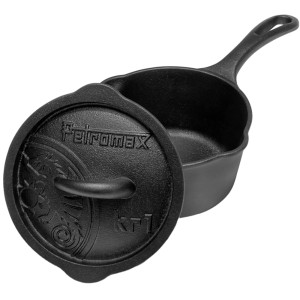 Petromax Kasserolle aus Gusseisen mit Deckel, ideal für Grillutensilien und Outdoor-Küche.