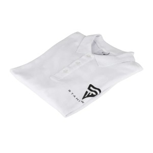 STAHLWERK Polo-Shirt, Größe L, weiß, mit Logo-Print. Kurzarm Polo-Hemd aus 100% Baumwolle.