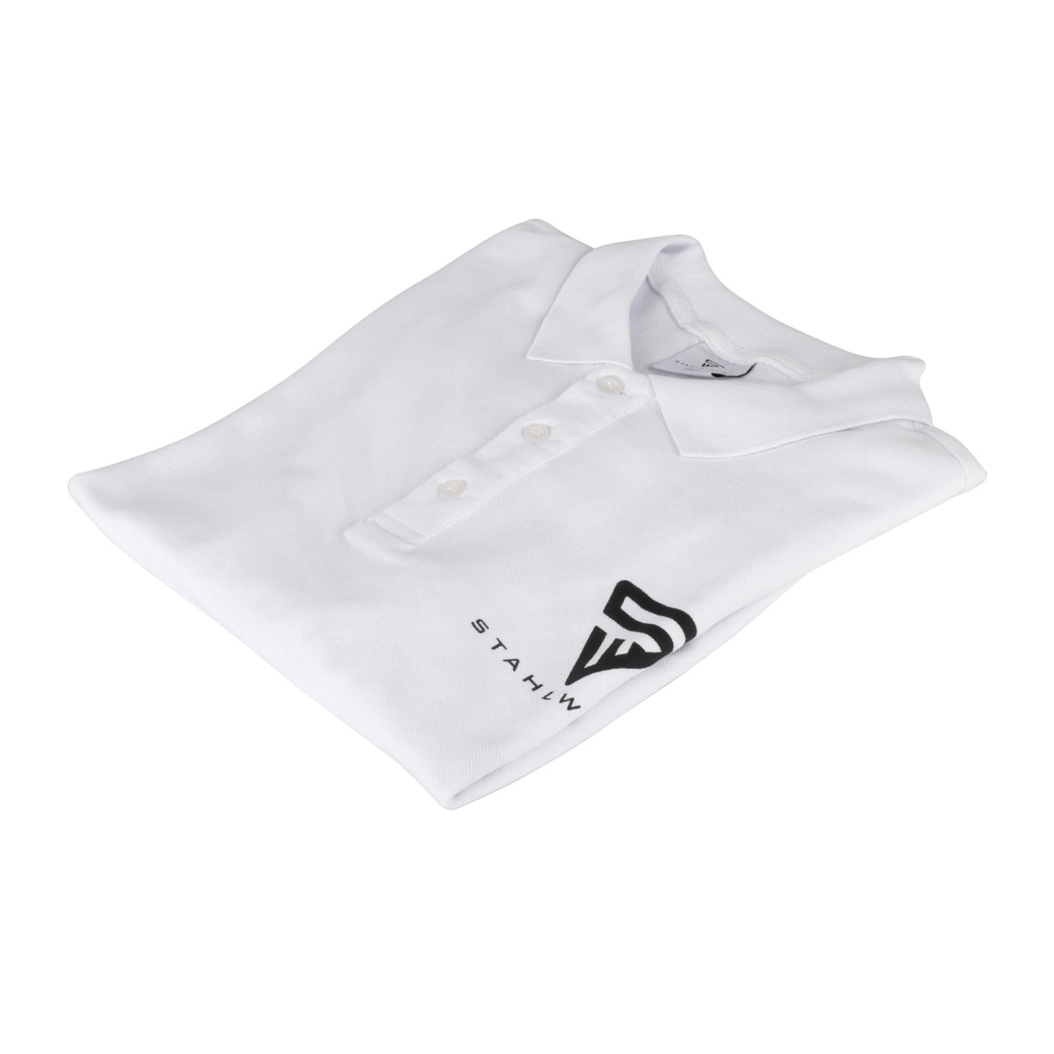 STAHLWERK Polo-Shirt, Größe L, weiß, mit Logo-Print. Kurzarm Polo-Hemd aus 100% Baumwolle.