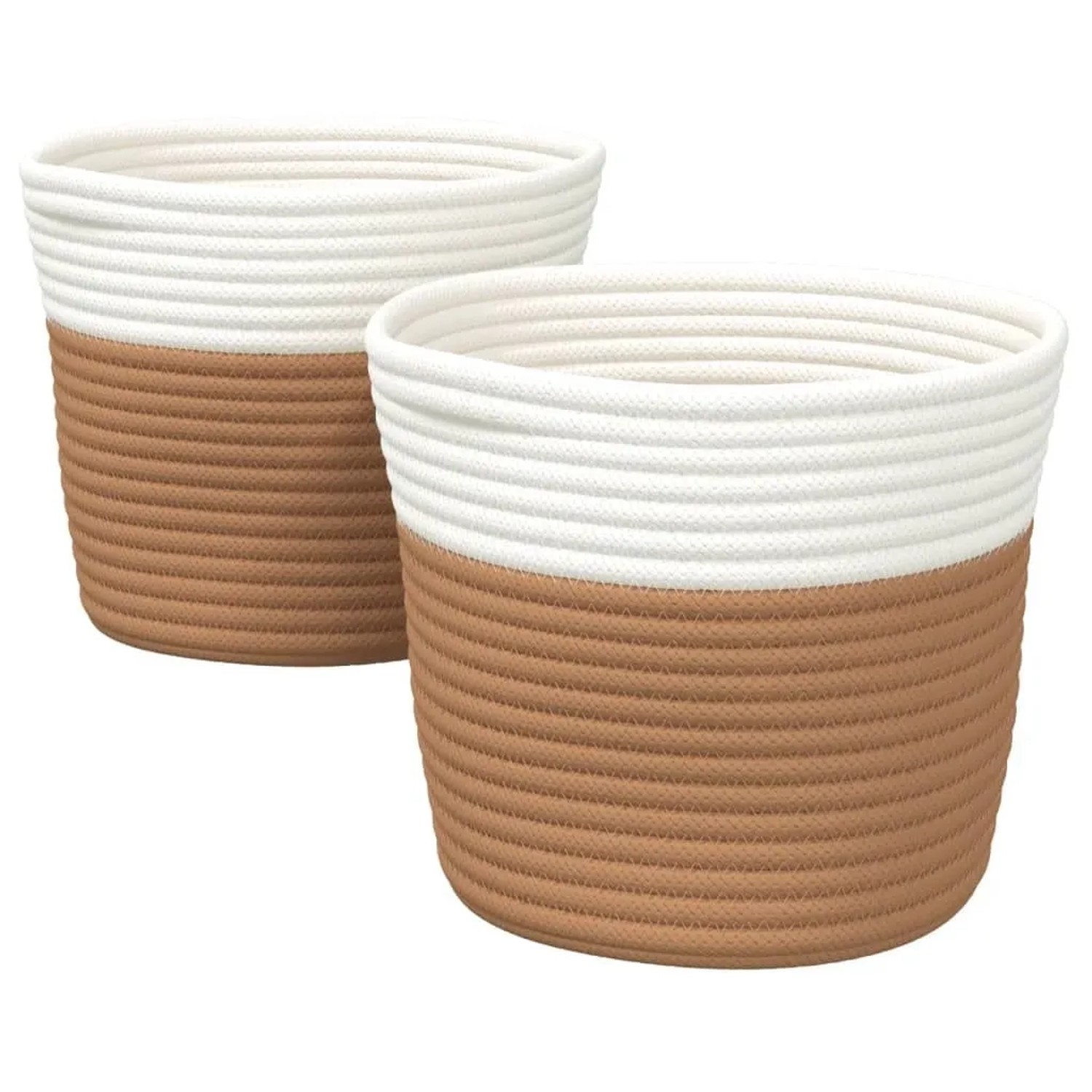 vidaXL Aufbewahrungskörbe 2 Stk Braun und Weiß Ø24x18 cm Baumwolle 358454