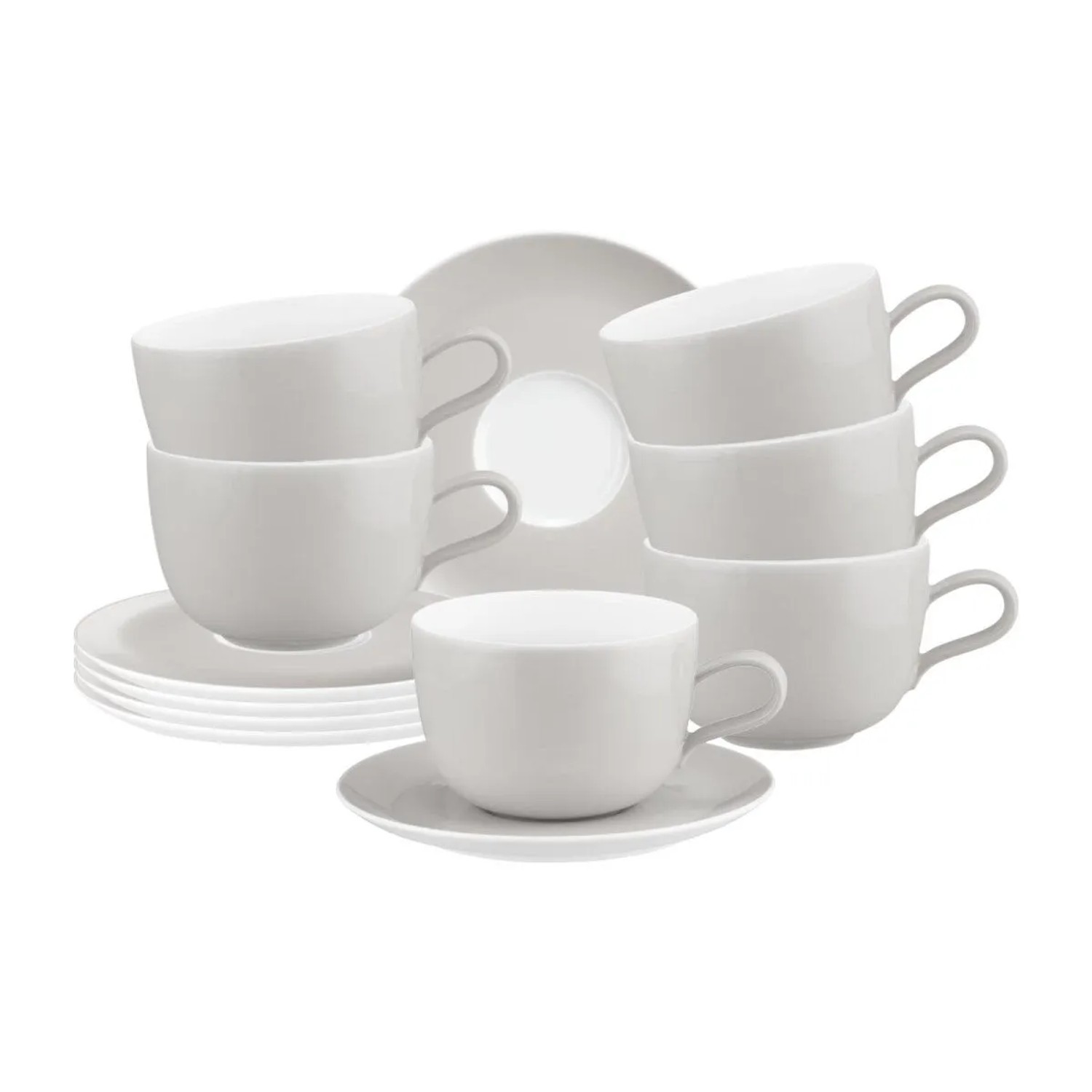 Seltmann Weiden Liberty Pure Colors Milchkaffeetasse mit Untertasse 380 ml 6er Set New Grey
