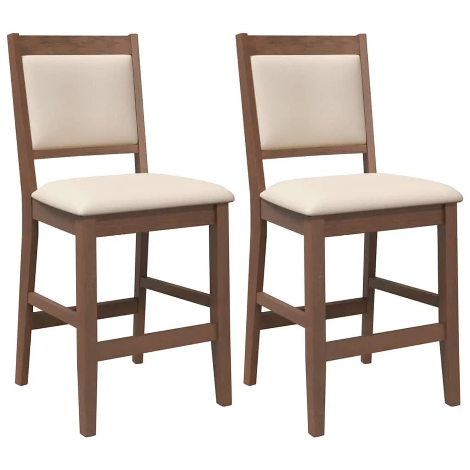 vidaXL Barhocker mit Kissen 2 Stk Braun Massivholz Gummibaum 4102563