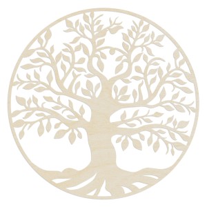 Wanddeko Baum des Lebens aus Holz (Pappel, 45x45cm) für Bilderrahmen.