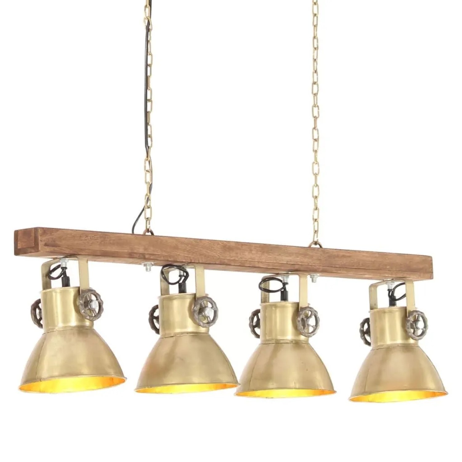 vidaXL Deckenlampe Industriestil Messing E27 Mangoholz 320522