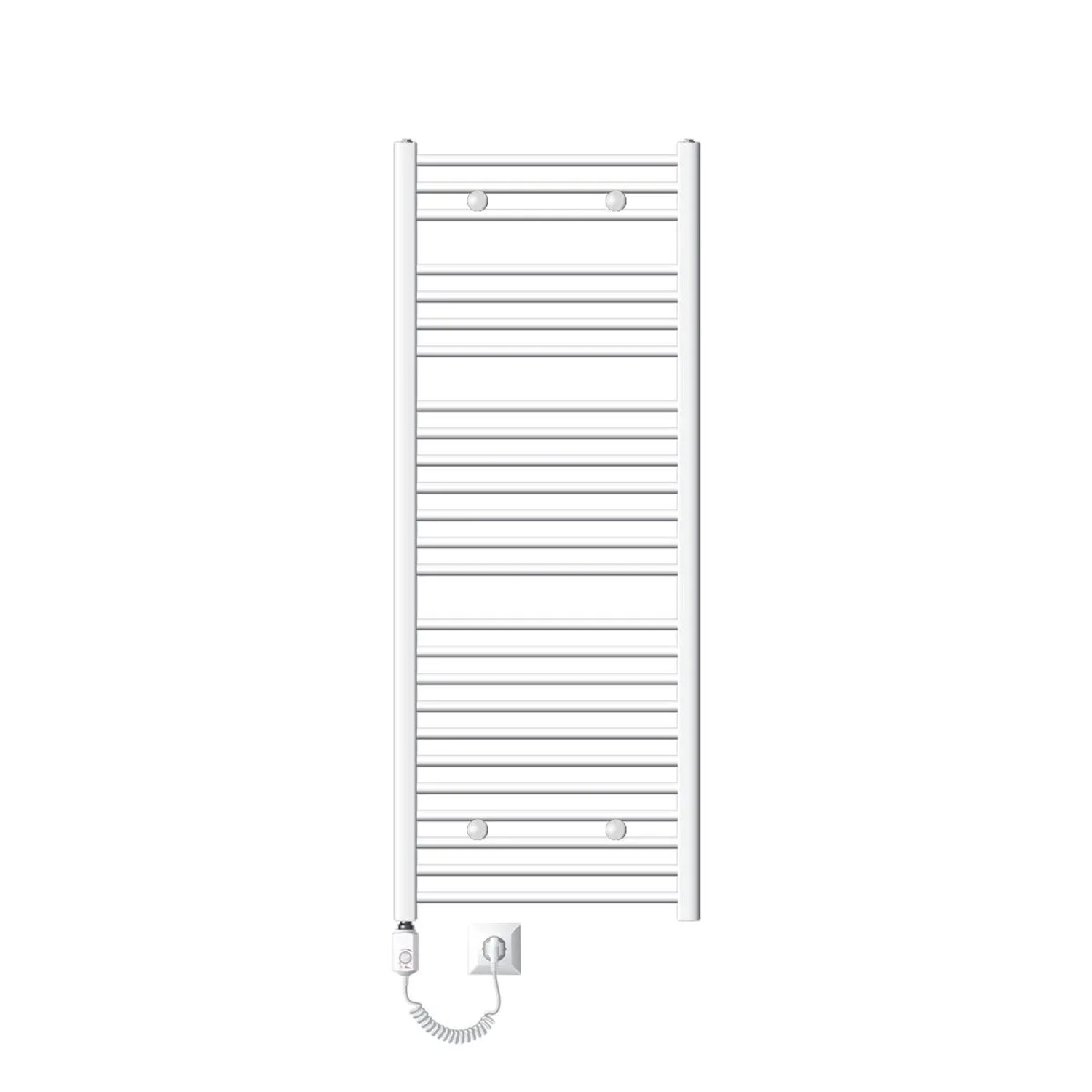 LuxeBath Badheizkörper 600x1500mm Weiß Gebogen Mit Heizstab 1200W